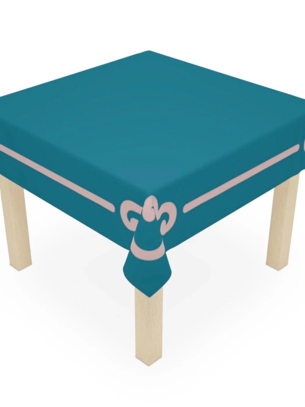 Teal Tablecloth with Pink Trim Accent